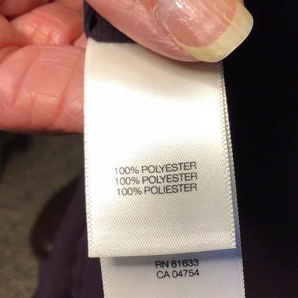 KENNETH COLE women’s blouse, sheer, sz L  purple with black trim - Picture 7 of 8